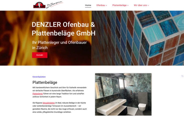 Denzler Ofenbau & Plattenbeläge neue Website Home