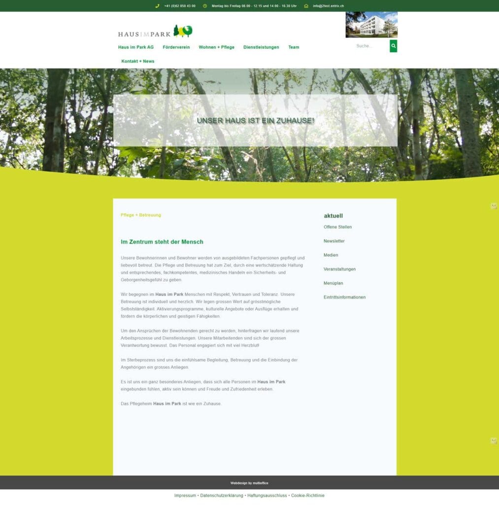 Alte Website Haus im Park Pflege