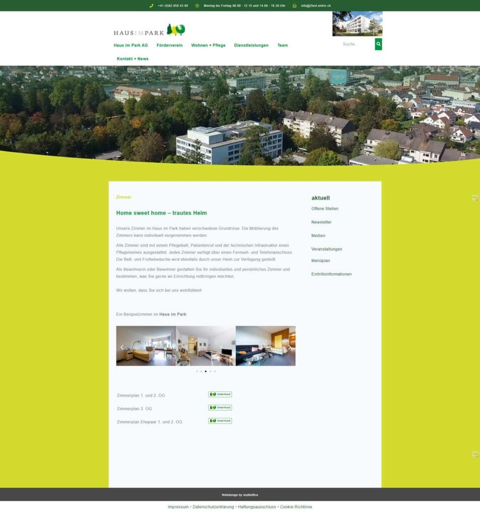 Alte Website Haus im Park Zimmer