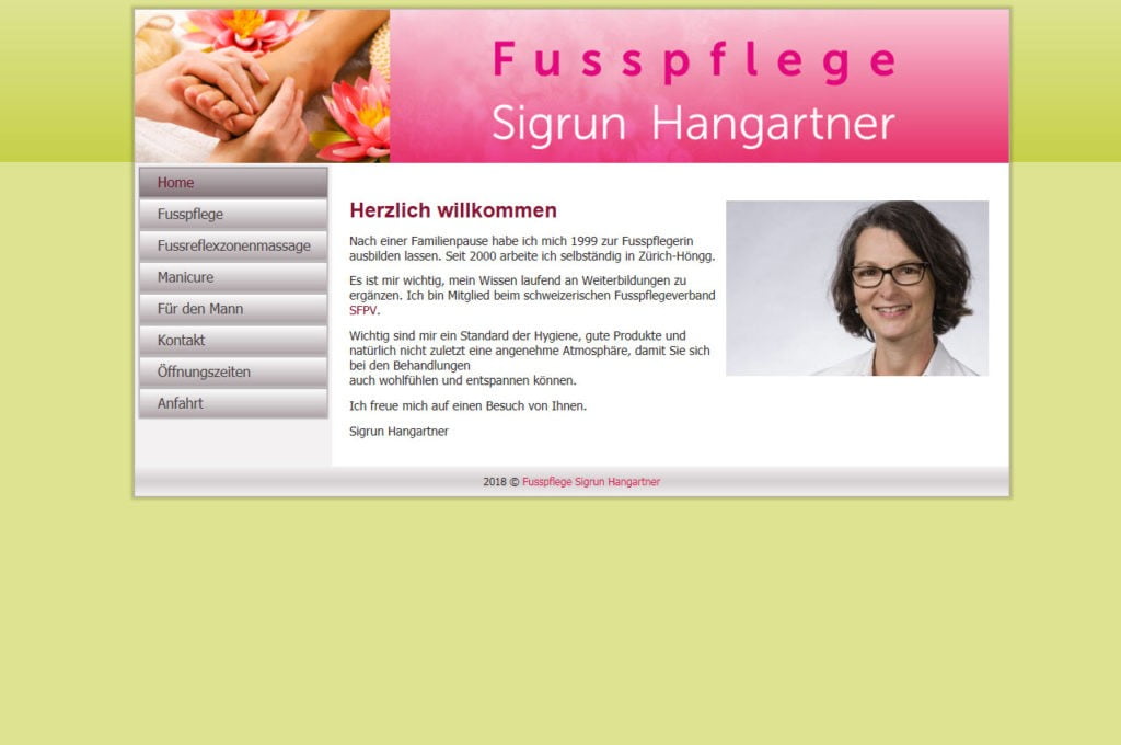Altes Webdesign Fusspflege Hangartner