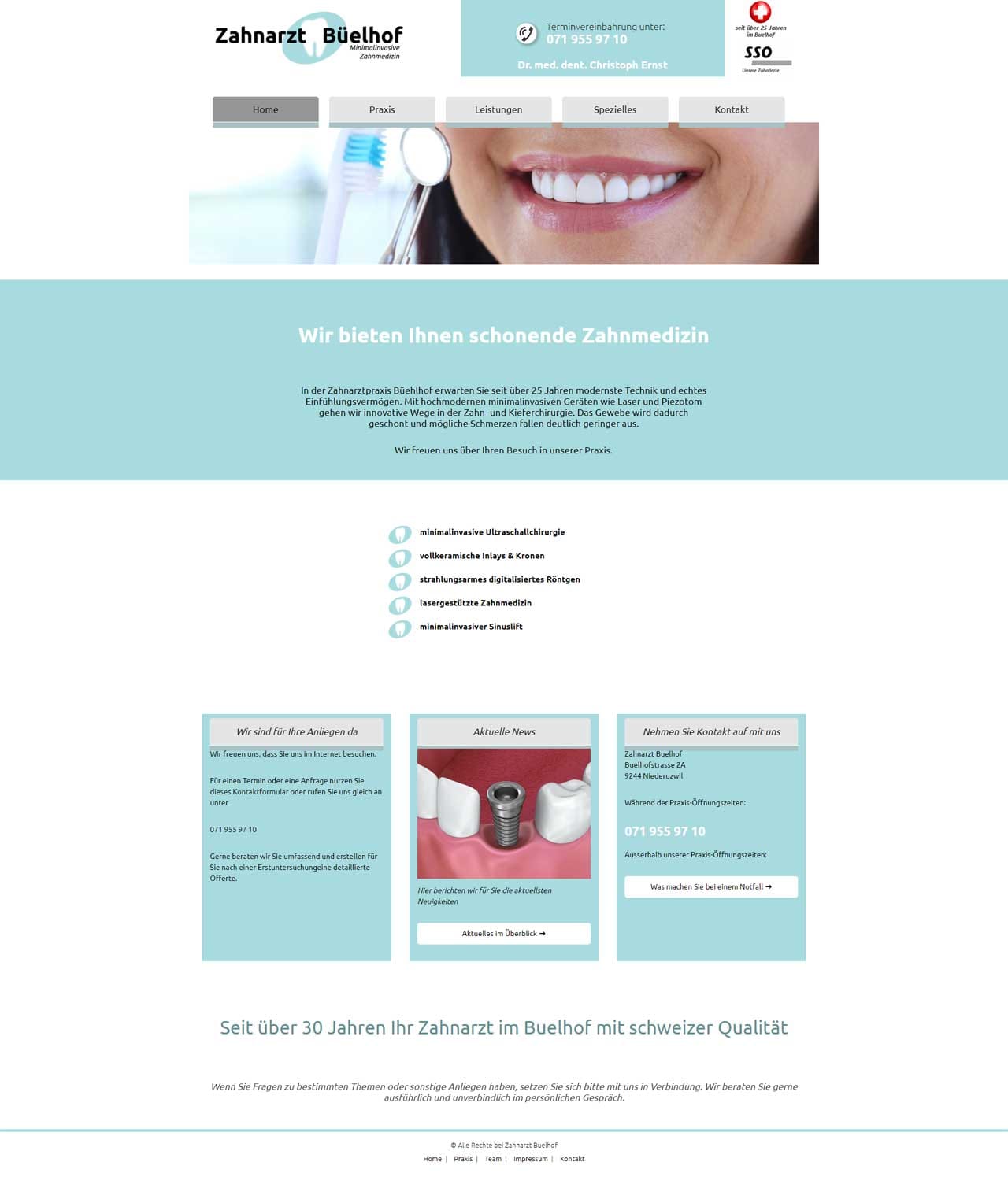 Alte Website Zahnarzt Buelhof vor dem Redsign 2024